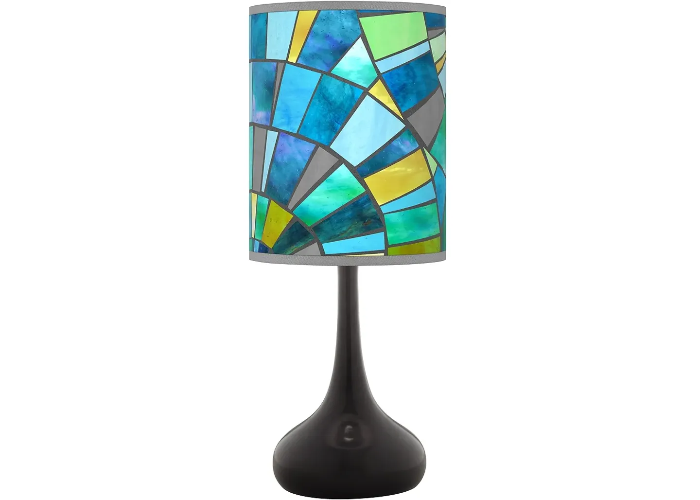 Giclee Glow Lagos Mosaic Giclee Black Droplet Table Lamp